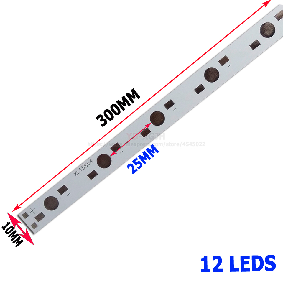 10 stks/partij 12 LEDs 300 MM High power LED Printplaat Plaat Lamp Panel Aluminium koellichaam 1 W 3 W 5 W Rechthoek LED Aluminium Bodemplaat