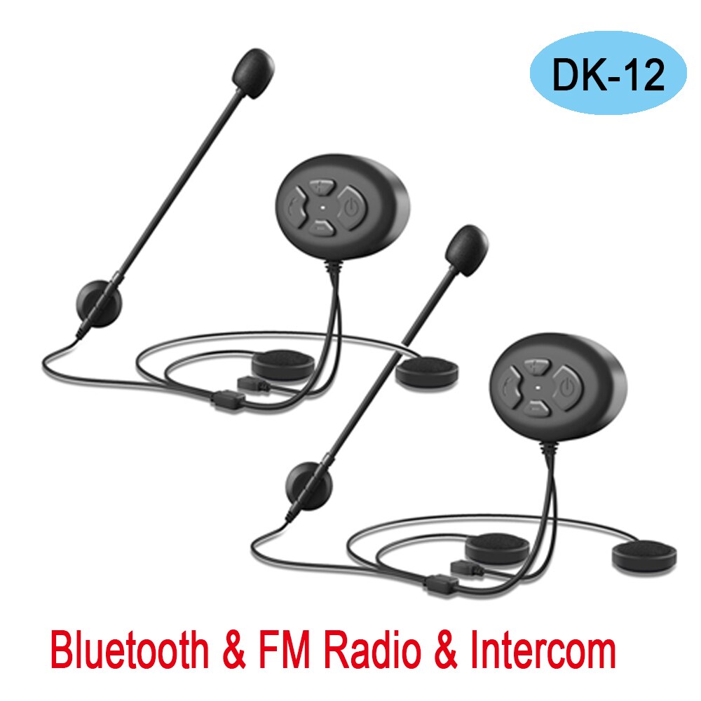 Bluetooth 5.0 Interphone moto casque casque 1000m pour 2 coureurs sans fil talkie-walkie moteur stéréo Interphone mains libres MP3: 2 pieces BT Intercom