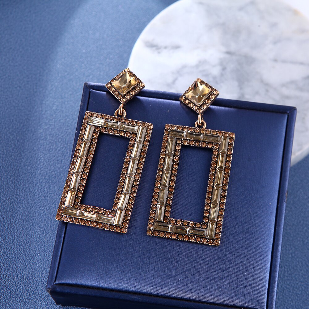 Ztech Luxury Big Champagne Rhinestone Series Vintage Earrings For Women Gilrs Statement Trend Boho Jewelry Brincos Pendientes: 14