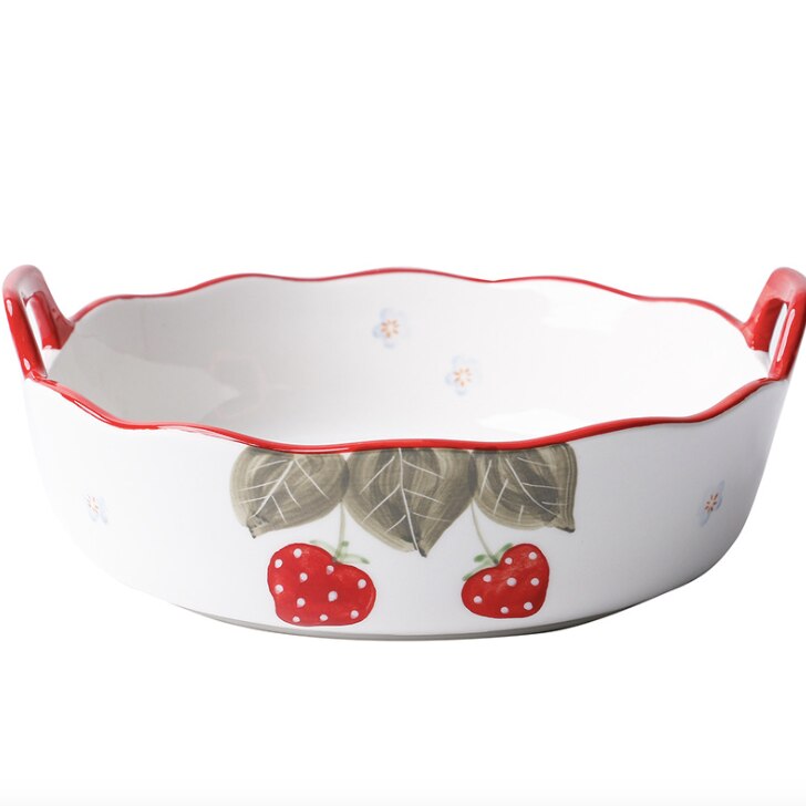 Ceramiczna salaterka z uchwytem śniadanie zboże talerz na owoce stałe deser zupa restauracja makaron miska kuchenka mikrofalowa specjalne: 002 / 23.5 x 8.5 cm