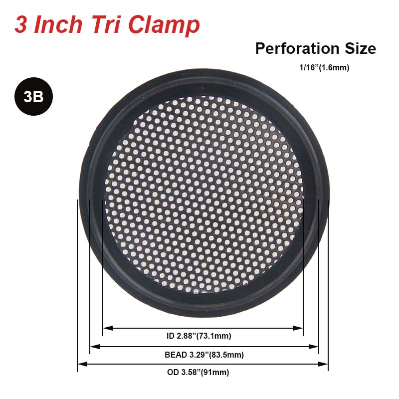 Sanitary Tri-Clamp Perforated Plate Gasket EPDM Tri Clamp Filter Discs Food Grade Stainless Steel 304 Filtration Gaskets