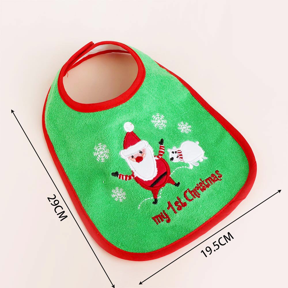 1 pc dos desenhos animados bordado papai noel natal bib bandana criança infantil bebê saliva toalha babero babadores presente de natal