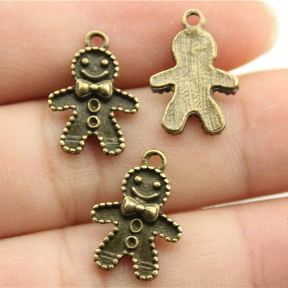 WYSIWYG 30pcs 18x12mm Charm Gingerbread Man 3 Colors Tie Bow Boy Charms Cute Boy Pendant Charms For Jewelry Making: Antique Bronze Plated