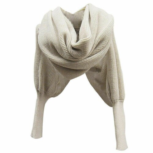 Écharpe Poncho pour femmes, écharpe châle en tricot, à manches longues, à la , hiver vêtement enveloppant à manches longues: Beige