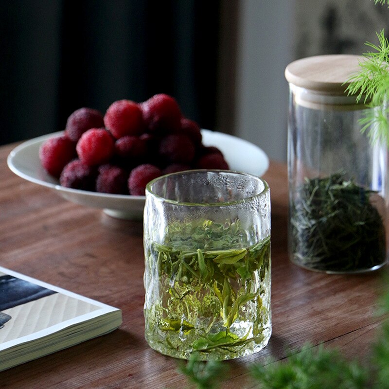 Nordisk stil högt borosilikatglas japanskt värmebeständigt glasbarkmönstermugg ölglas juicekopp whiskyglas 3 st/lot