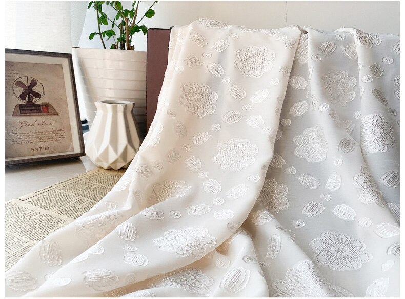 Tela de gasa elástica de cuatro lados para mujer, tejido de flores de corte jacquard DIY, de Hanfu, novedad