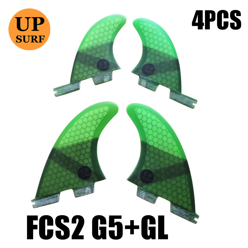 3pcs/4pcs/5pcs fcs2 pinne G7/G5/GL pinne tavola da surf stand up fcs 2 sport acquatici fcs ii pinne quilla surf stand up paddle pinna: 4PCS green