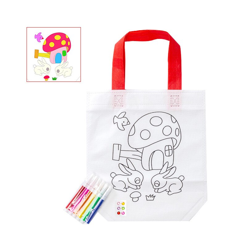 Bambino Giocattolo Fai da Te Dipinta Portatile Borsa di Tela di Scuola Materna Giocattolo Materiale Cornici E Articoli da Esposizione di Giocattoli per Bambini Giocattoli Della Ragazza Kids Crafts Kit Artigianale: 12