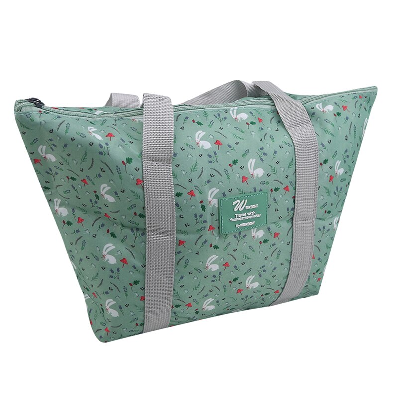 Draagbare Picknick Tassen Print Grote Capaciteit Lunch Tas Waterdicht Voor Voedsel Thermische Doos Vouwen Bento Bag: green
