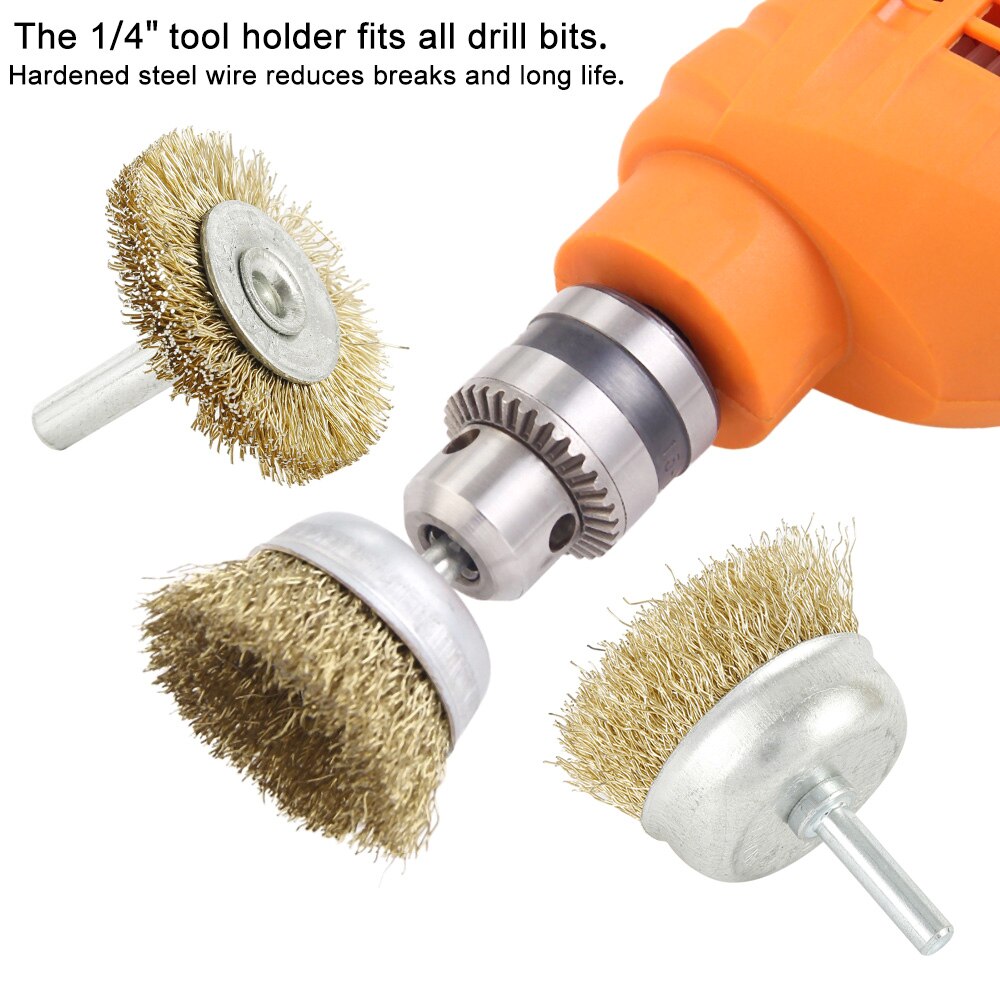 8pcs Brass Brush Wire Wheel Brushes Die Grinder Rotary Electric Tool for Engraver Polishing Brush Tool