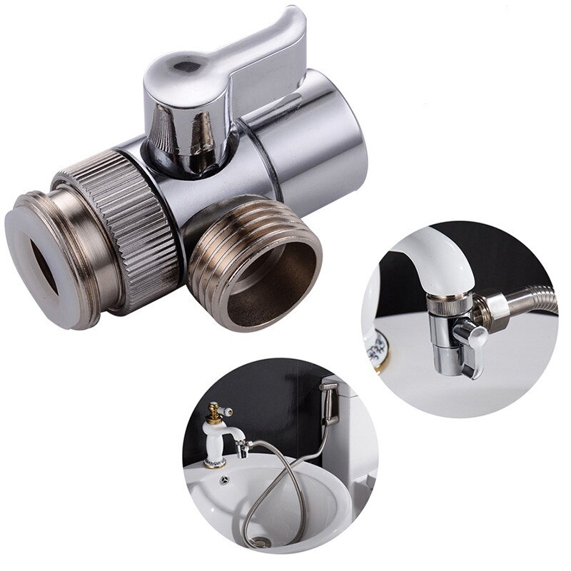 3 Way Sink Tap Mixer Faucet Diverter Valve Bathroom Brass Adapter Faucet Splitter Diverter Kitchen Faucet Accessories