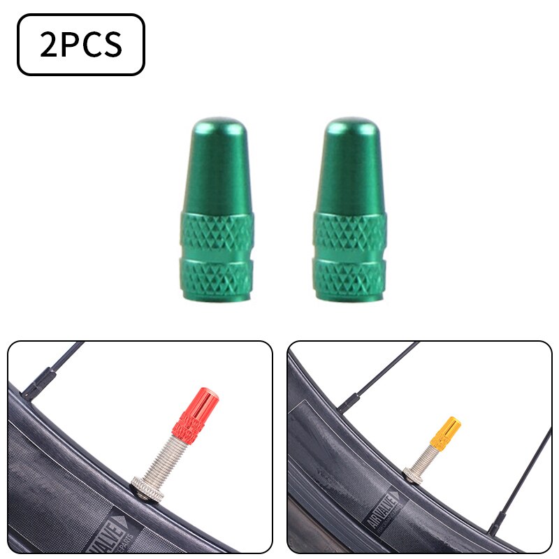 2PCS Tappo Della Valvola Della Bicicletta di Alluminio Della Bicicletta Presta Valvola Tappo di Alta Pressione Spikes Pneumatico Della Valvola Della Polvere Della Copertura MTB Della Bicicletta Della Bici accessori: Green B