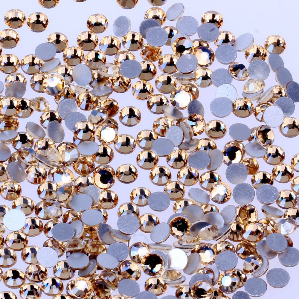 Golden Shadow Niet Hotfix Platte Achterkant Steentjes Gold Champagne Kristallen Strass Stenen Voor Nail Art Decoratie