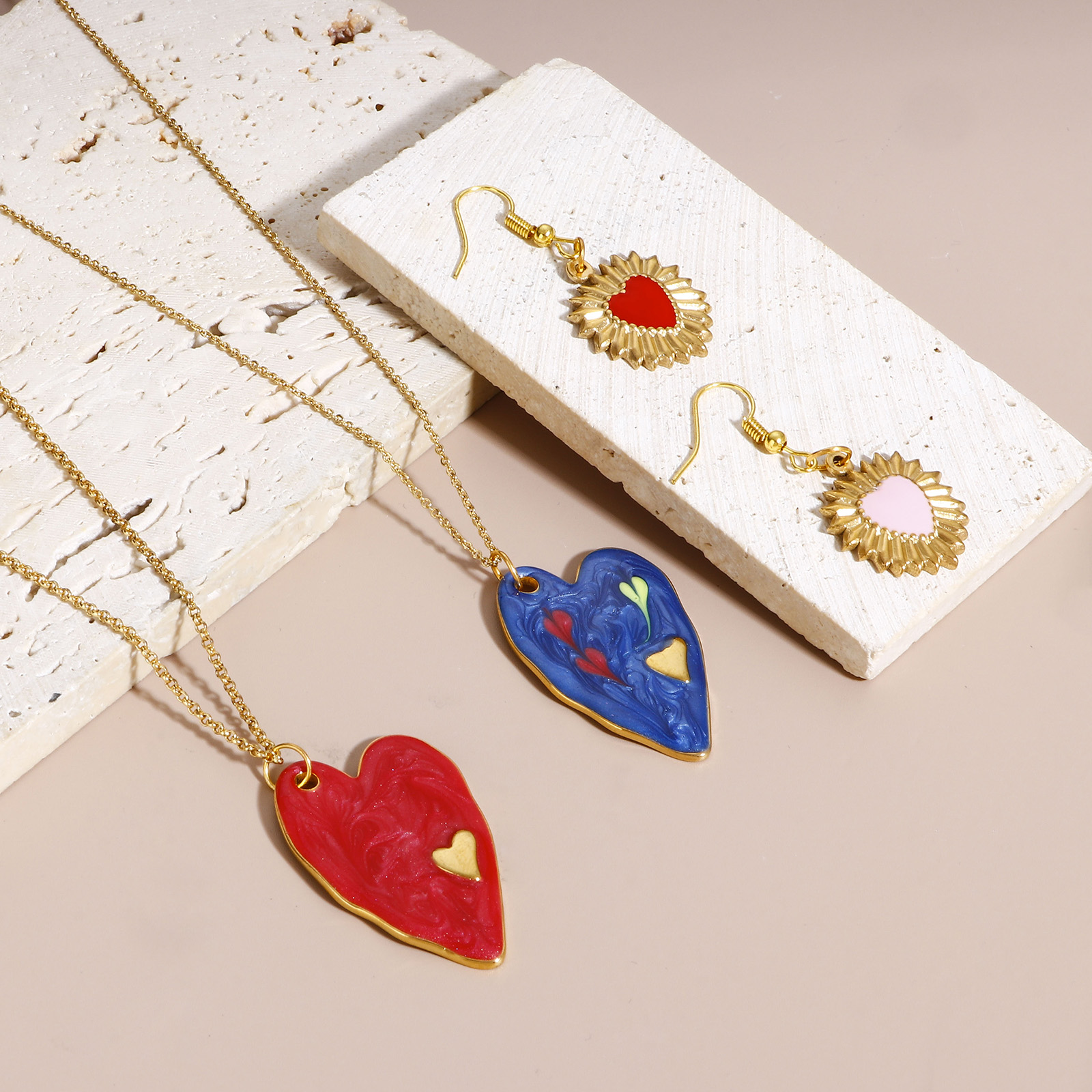 Dijes de corazón de acero inoxidable 304, colgantes de esmalte de mal de ojo religioso para la fabricación de joyas, collar del Día de San Valentín, hallazgos Diy, 1PC