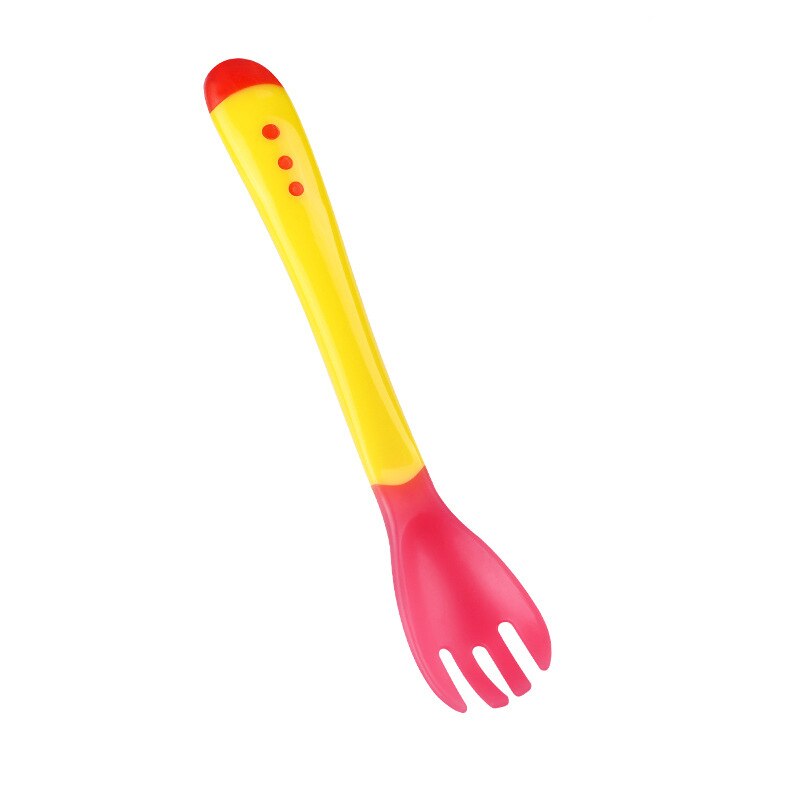 Tenedores con sensor de temperatura para niños, cucharas de silicona para sopa, tenedor, cuchara de seguridad suave, vajilla de aprendizaje para alimentación, 1/3 Uds.: 01