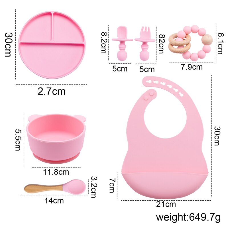 7Stck Baby Fütterung einstellen BPA FREI Lebensmittel Klasse Baby Silikon Gabel Löffel Gerichte Platte Schüssel Baby Fütterung Lieferungen freundlicher der Geschirr