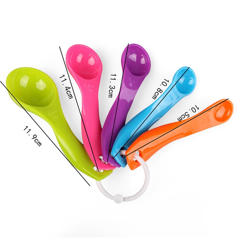 5pcs/set Measuring Spoons Colorful Plastic (1 / 2.5 / 5 / 7.5/ 15ml) Measure Spoon Super Useful Sugar Cake Baking Spoon