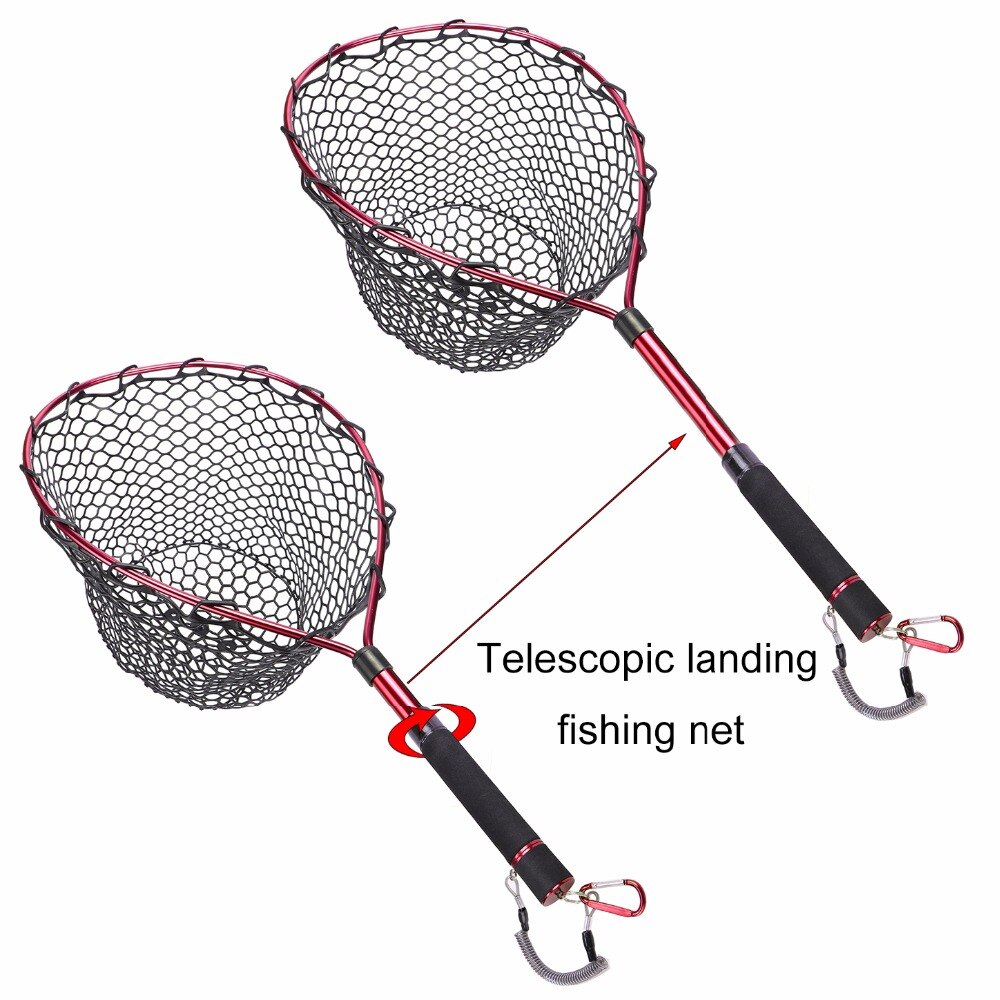 Goture-Red de aterrizaje de pesca con mosca, marco de aleación de Alunimum, malla de goma suave, mango de EVA, carpa, lubina, trucha, aparejos de pesca