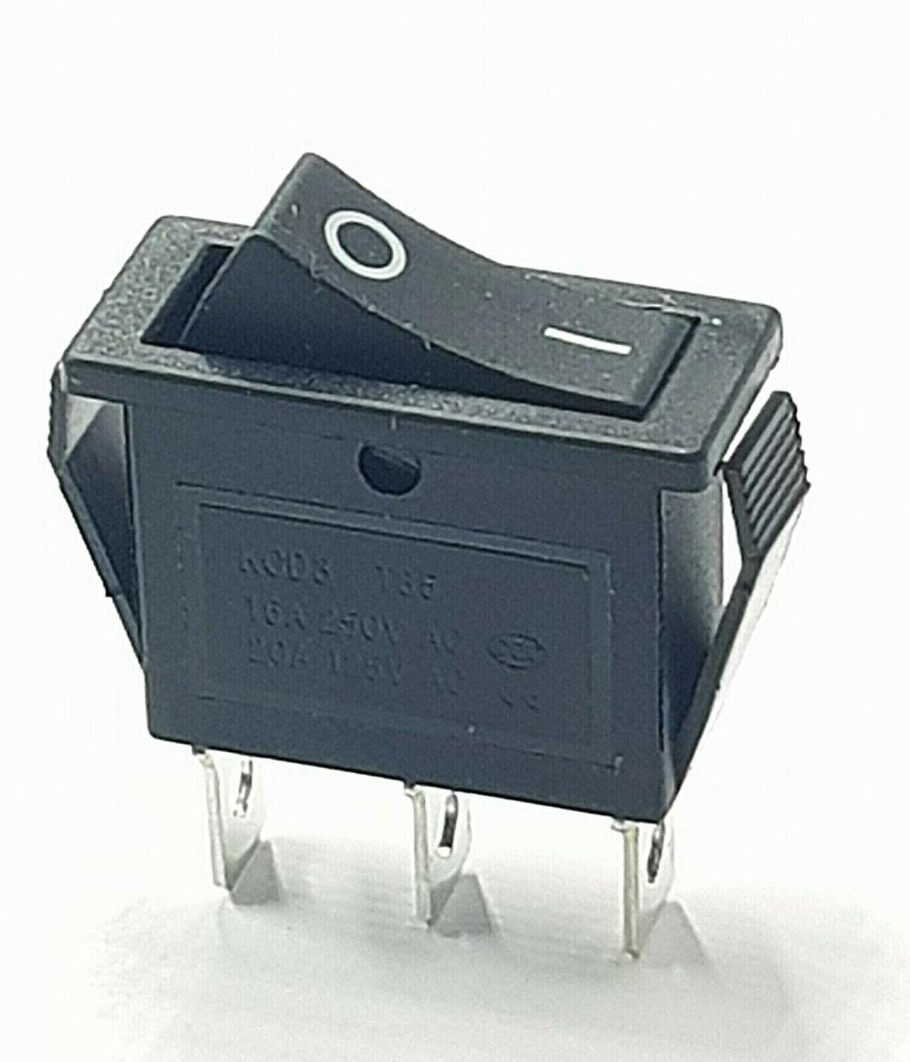 KCD3 Rocker Switch On-Off 2 Positie 3 Pin Elektrische Apparatuur Met Licht Schakelaar 16A 250VAC/ 20A 125VAC 35Mm * 31Mm * 14Mm: Black