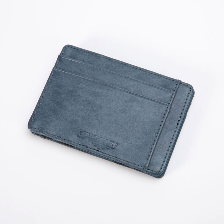 Mini læder magisk pung dame slank pung lille kreditkortholder til mand #39 5: Blå