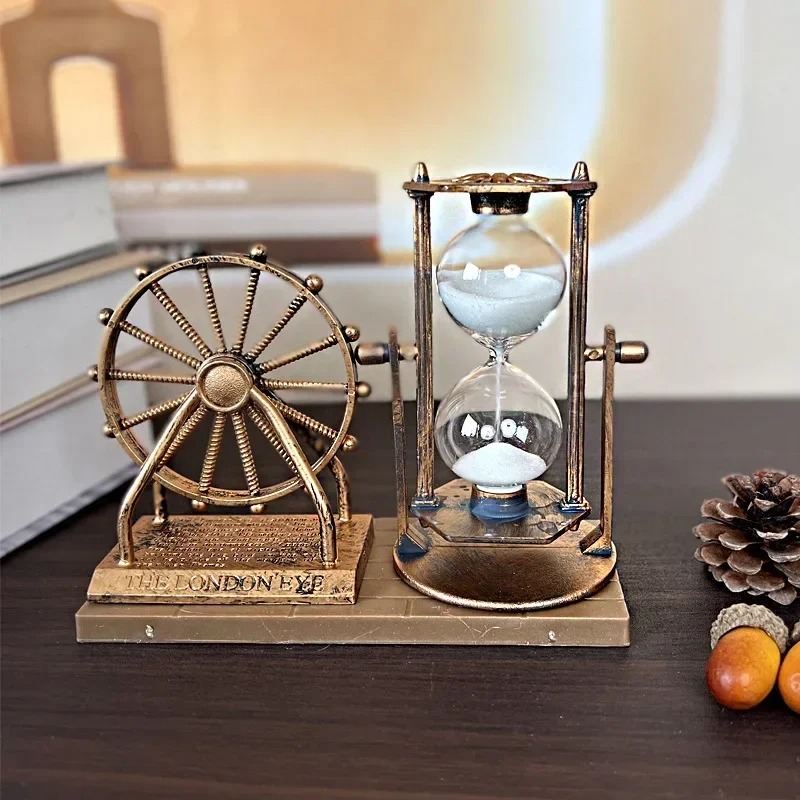 retro Riesenrad Fließender Sand Sanduhr Dekoration Schreibtisch Ornament Heimat Dekoration Handwerk Wohnaccessoires Studentengeschenke: Licht Grau