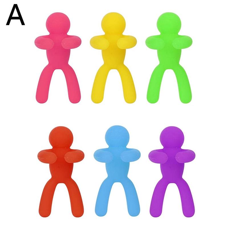 Lot de 6 étiquettes de reconnaissance de verres à vin en Silicone, étiquettes d&#39;identification de verres à boire, signes d&#39;étiquette pour accessoires de bar de fête: A