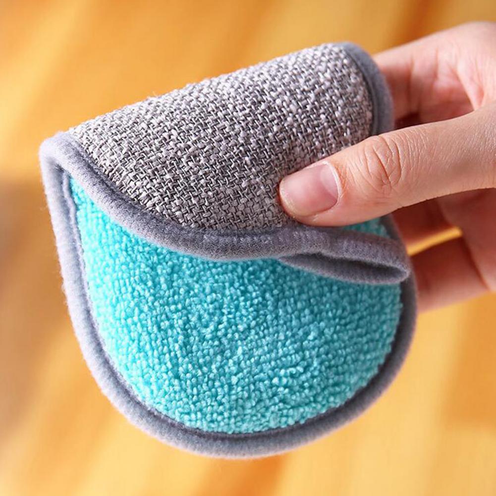 Éponges à récurer pour la vaisselle, anti-rayures, en microfibre, antiadhésives, outils de cuisine, Gadgets de lavage de Pot, 2 pièces