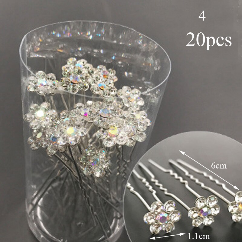 20 pçs feminino grampos de cabelo flor hairpin vara casamento nupcial cristal pérola grampos de cabelo em forma de u presilhas acessórios para o cabelo