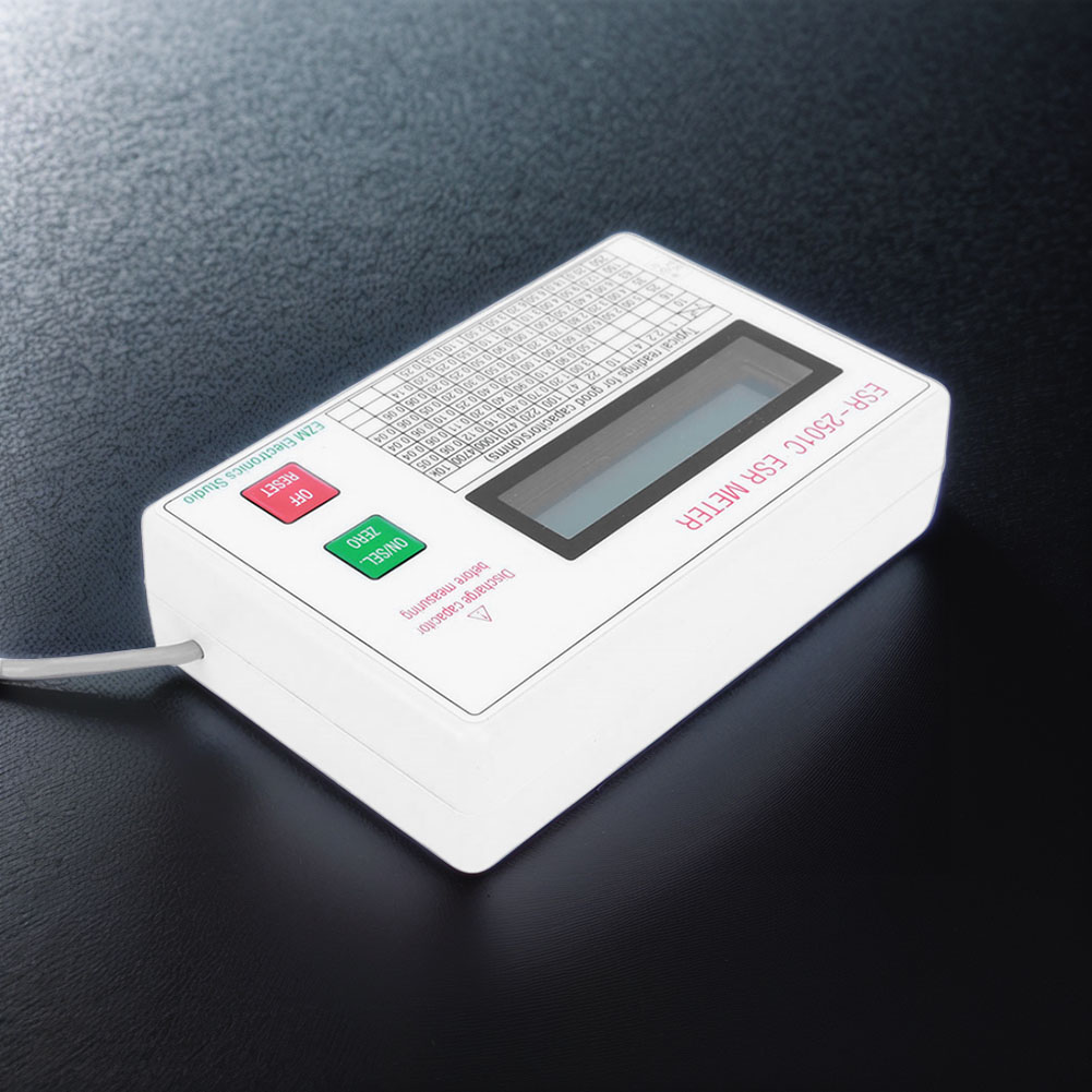 Tester ESR DCR Test miernika pojemności obwodu z przewodami pomiarowymi Klips Tester obwodu akumulatora Miernik testowania elektrycznego