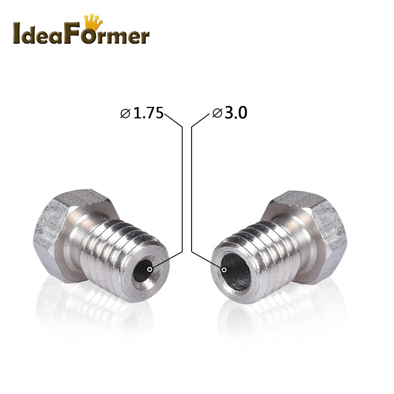Boquilla E3D V6 de acero inoxidable, rosca M6 de 0,2/0,25/0,3/0,4/0,5/0,6/0,8mm, boquilla para impresora 3D E3D V6 Hotend, 1,0/1,75/3,00 MM