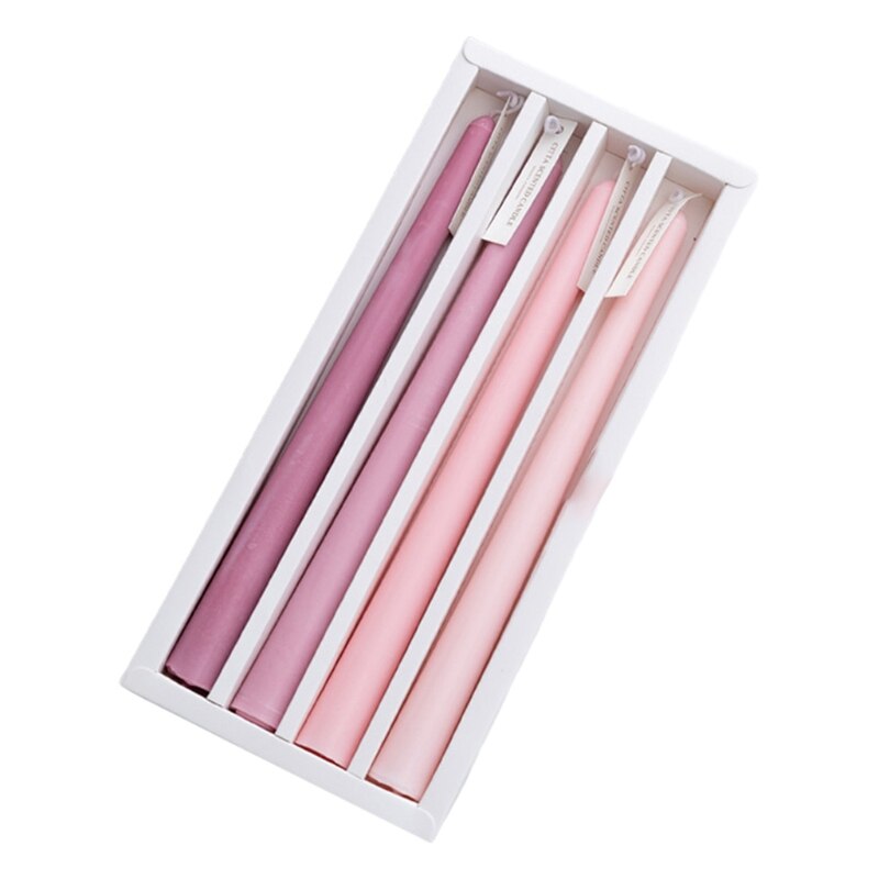 4pcs Elegent Taper Candles 9.8inch Tall Burning Smokeless Dinner Candles Wedding 37MF: 8