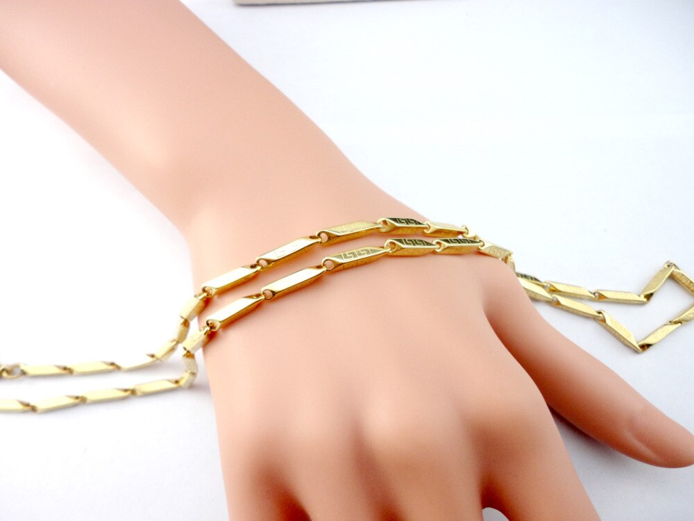 EcooLin 22,06 zoll Bambus Gold Edelstahl Kette 56 cm Durchmesser 3,8mm Nie verblassen Halsketten Für Frauen Schmuck LR531