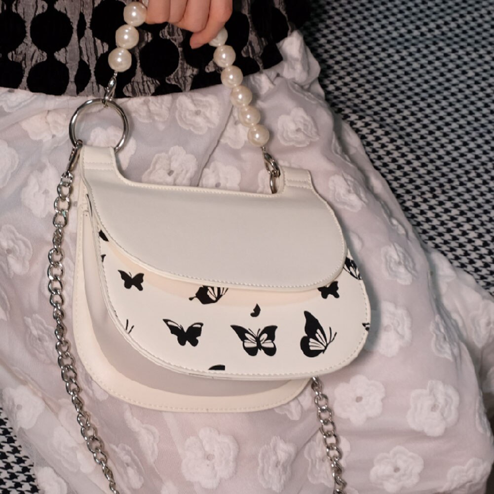 À venda em estoque na moda borboleta gótico elegante senhora festa cadeias pérolas beading casual crossbody schoulder sacos feminino