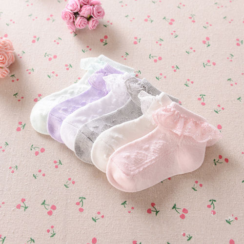 Zomer Peuter Baby Meisjes Katoenen Kant Ruffle Stroken Enkelsokken Prinses Anti Slip Tutu Sokken