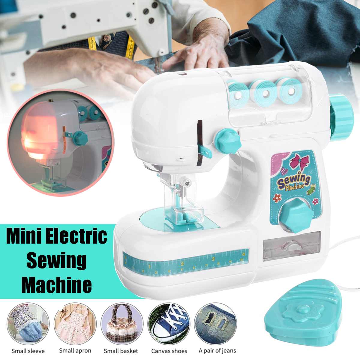 Mini Sewing Machine Household Multifunction Double Thread And Speed Free-Arm Crafting Mending Machine LED