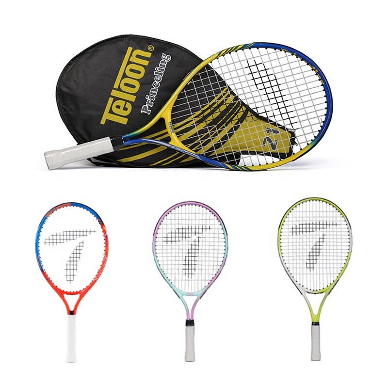 Raqueta de tenis para niños y adolescentes, accesorio grande para entrenamiento de pelota de tenis, de aluminio, con bolsa