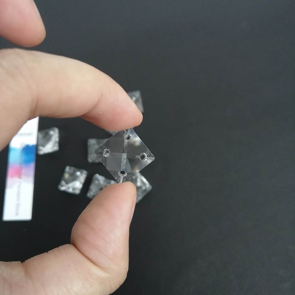 Kamel 10 stk 14/18/22mm krystall løse firkantede perler med 4 skrog anheng prismer lampe belysning lysekrone del hengende hjemmeinnredning: 14mm