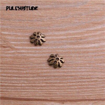 60pcs 3*10*11mm Two Color Bead Caps Charm Hollow Small Flower Pendants Jewelry Accessories DIY Receptacle Charms: Antique Bronze Plated