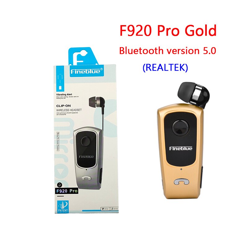 Fineblue F920 Pro Draagbare Oortelefoon Bluetooth Lotus Met Draad Draadloze Clip Op Headset Oortelefoon Handsfree Oordopjes Voor Telefoon: Original box Gold