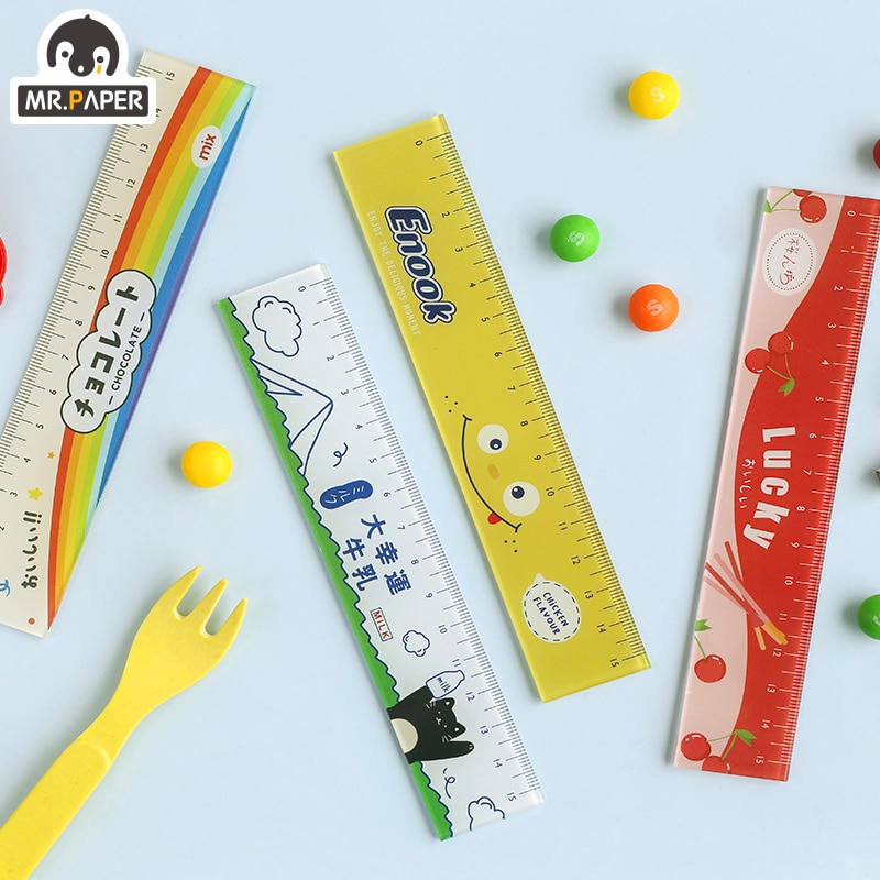 Señor papel, 8 diseños de 15cm, regla de Color acrílico para aperitivos, reglas para dibujo DIY multifunción para niños, estudiantes, oficina, escuela, papelería