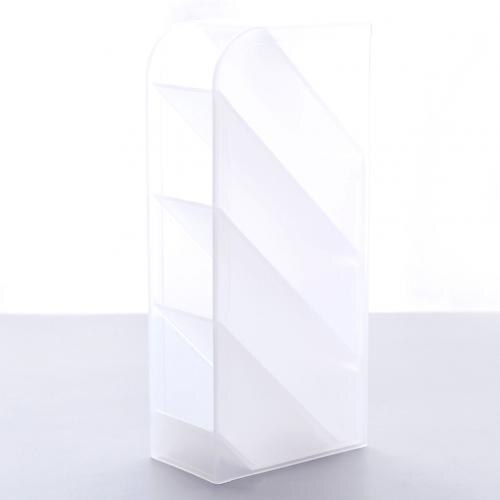 Porta pluma de escritorio multifunción de 4 rejillas estuche de almacenamiento para oficina y escuela, caja de plástico transparente, blanco y negro, organizador de lápices: Blanco