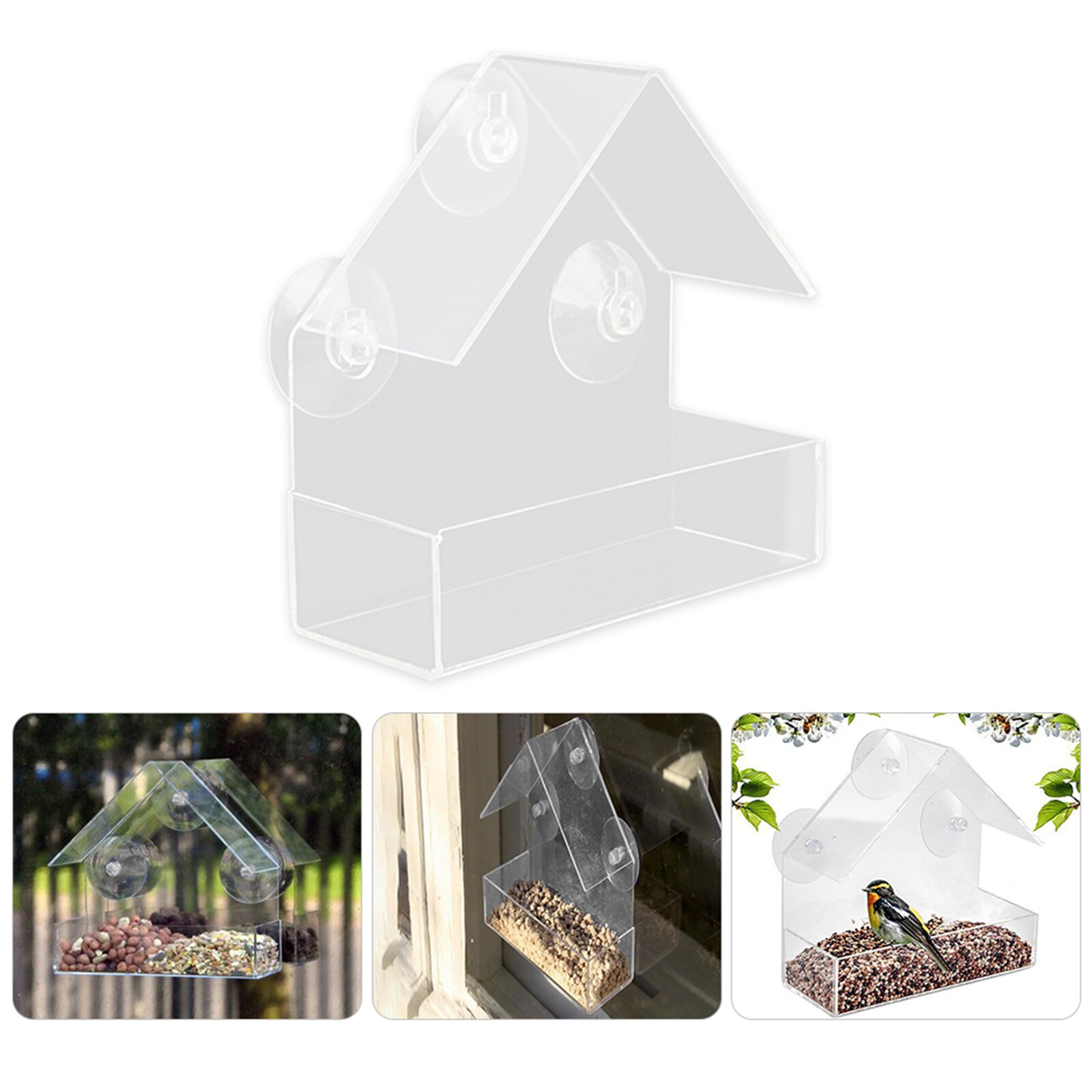 Transparent Window Bird Feeder Clear Birdhouse Suction Cup and Hanging Bird Feeders For Outside Garden Yard Pet Birds