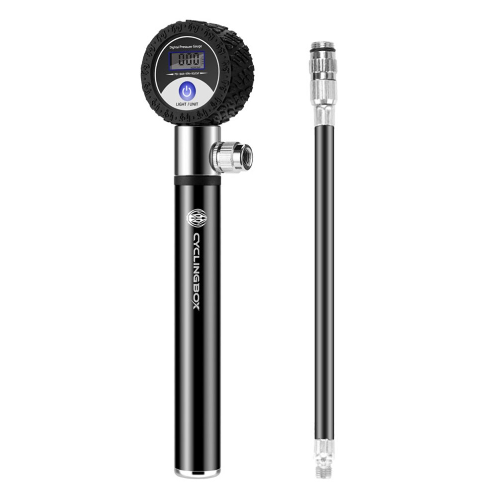 Mini Bike Pump with 4 Units Pressure Gauge for Schrader/Presta Valve 120PSI, with Accessories: Black
