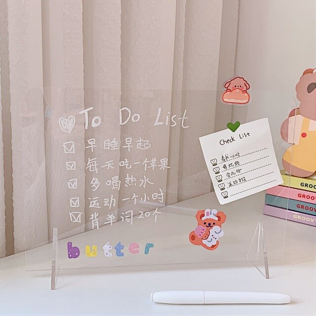 Acrylic Dry Erase Board with Stand Frameless Writing Memo Pad To Do List Reminder for Office Home School Resturants: 14x20cm