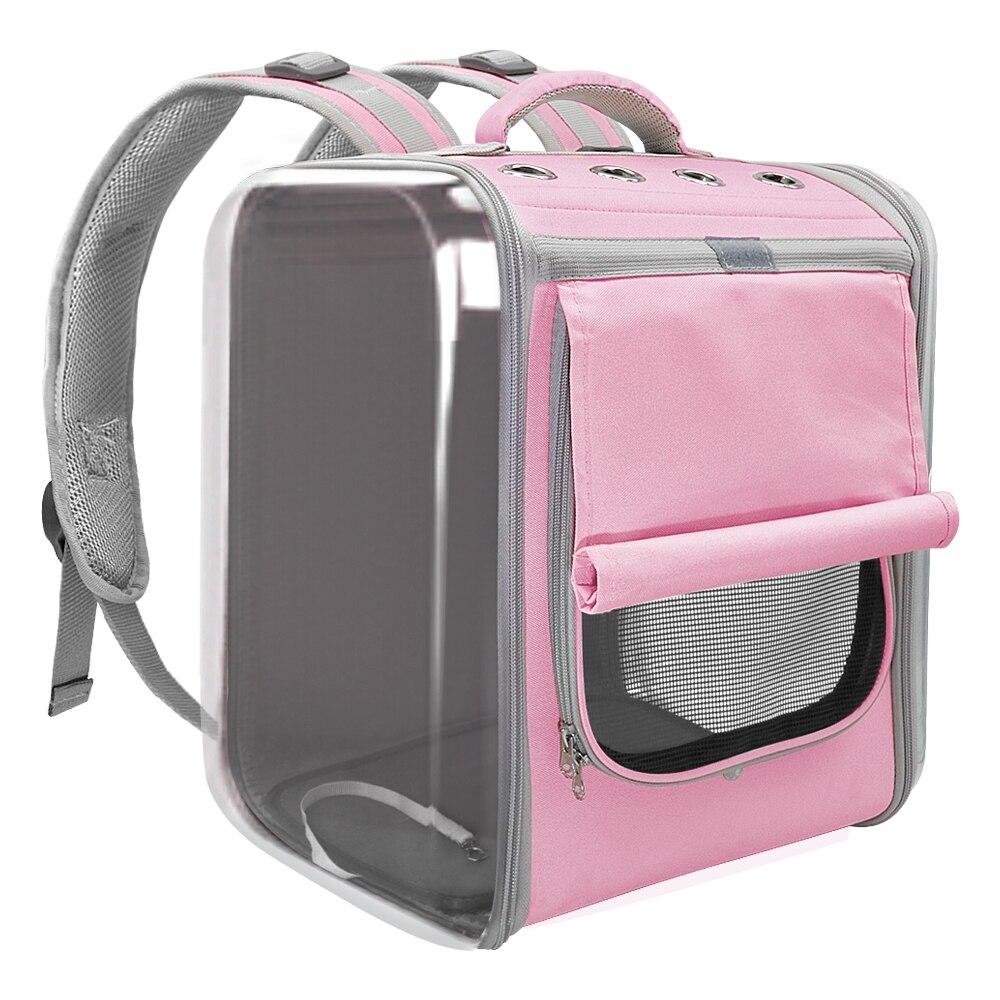 Pet Cat Carrier Rugzak Ademend Kat Reizen Outdoor Schoudertas Voor Kleine Honden Katten Draagbare Verpakking Draagtas Dierbenodigdheden: Roze