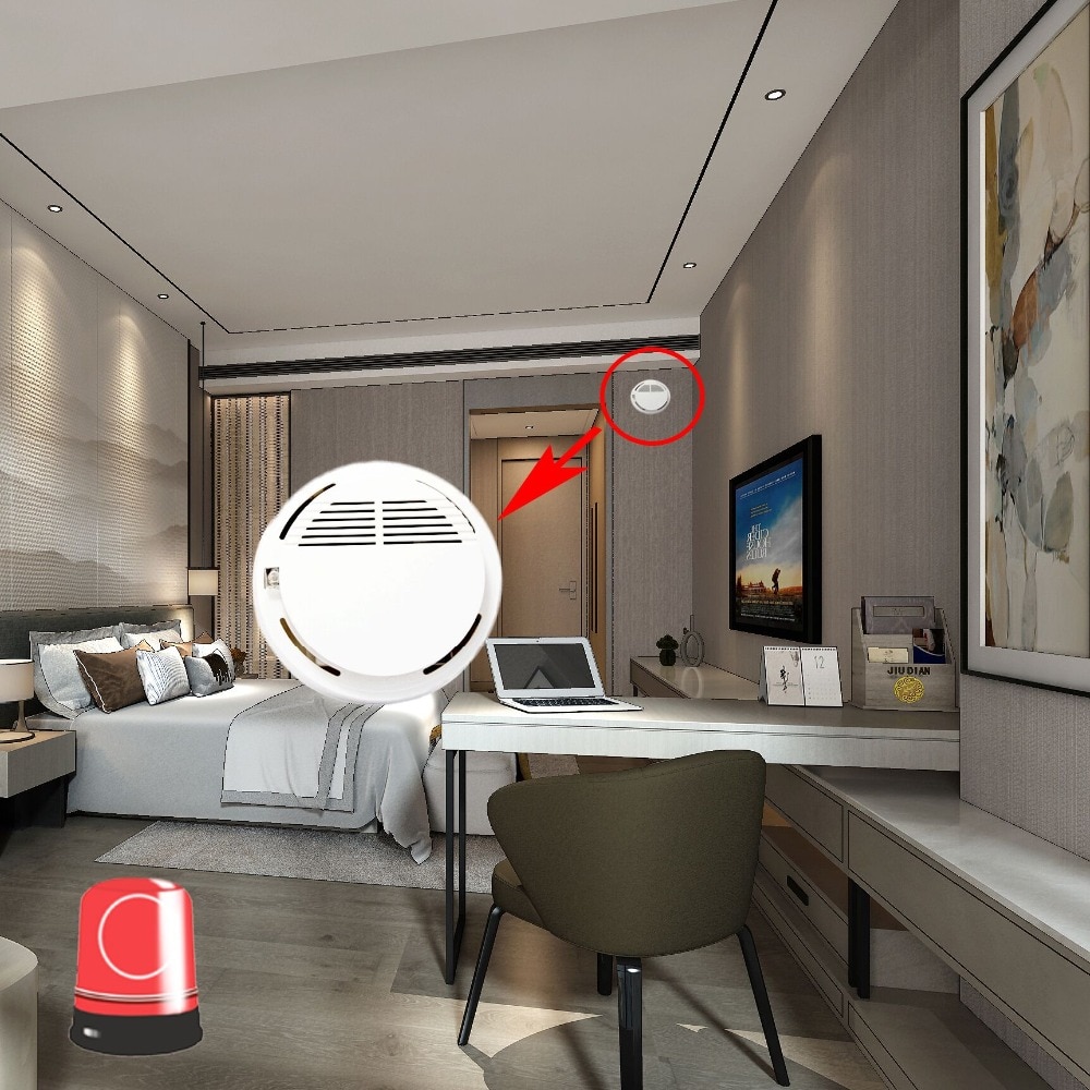 433 mhz trådløs brandsensor beskyttelse røgalarm til wifi gsm pstn office home  w2b/w3b sikkerhedsalarmsystemer