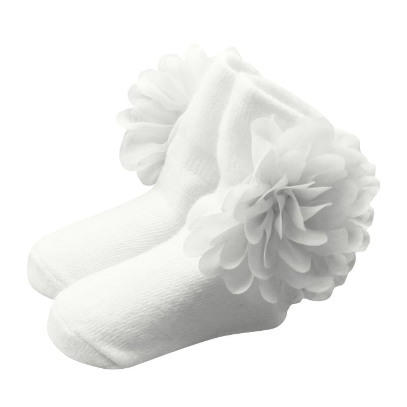 Hilittlekids 0-6 Mese bambini piccoli Neonati Caviglia Calzini E Calzettoni Del bambino Principessa Delle Ragazze Fiori Calzini E Calzettoni: bianca
