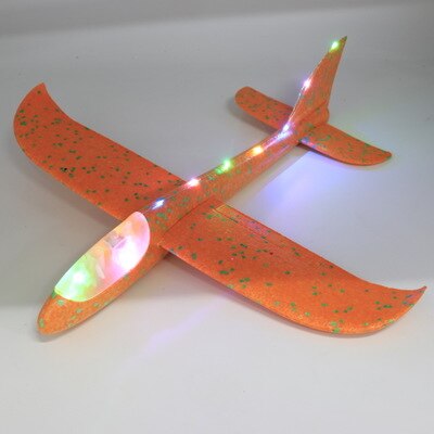 Foam Hand Throwing LED Airplanes toy, 48cm LED Flight Mode Glider Inertia Planes Model,Aircraft Planes for Kids Outdoor Sport: Orange body light