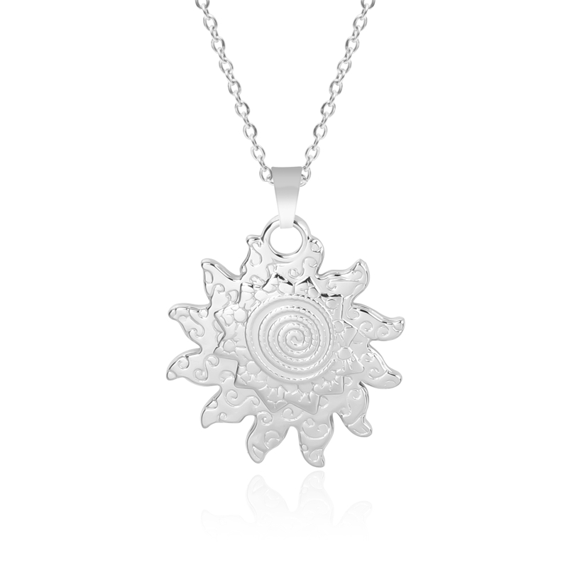 Colliers ronds avec pendentif soleil pour femmes et hommes, accessoires, bijoux d'espoir, collier en acier inoxydable, ras du cou Vintage, d'anniversaire