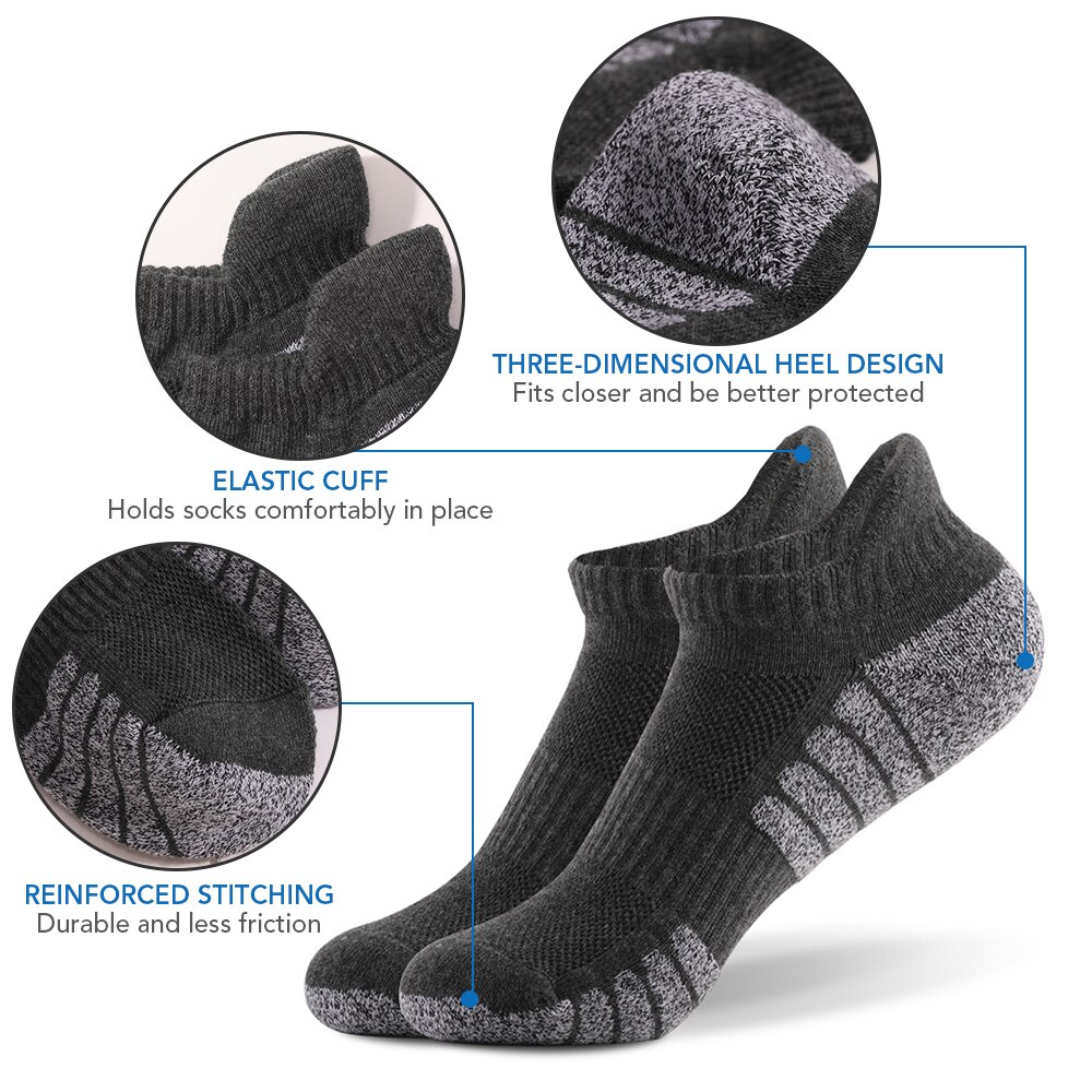 6 Pairs Sports Ankle Socks Athletic Low-cut Socks Thick Knit Autumn Winter Socks Outdoor Fitness Breathable Quick Dry Socks